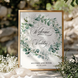 Poster Greenery Wreath Elegante Casamento Neutral