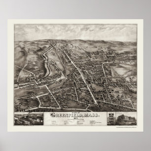 Pôster Greenfield, mapa panorâmico das MÃES - 1877