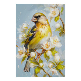 Pôster Greenfinch Europeu nas Cores da Natureza