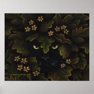 Poster Greenman Black Cat Nature Art