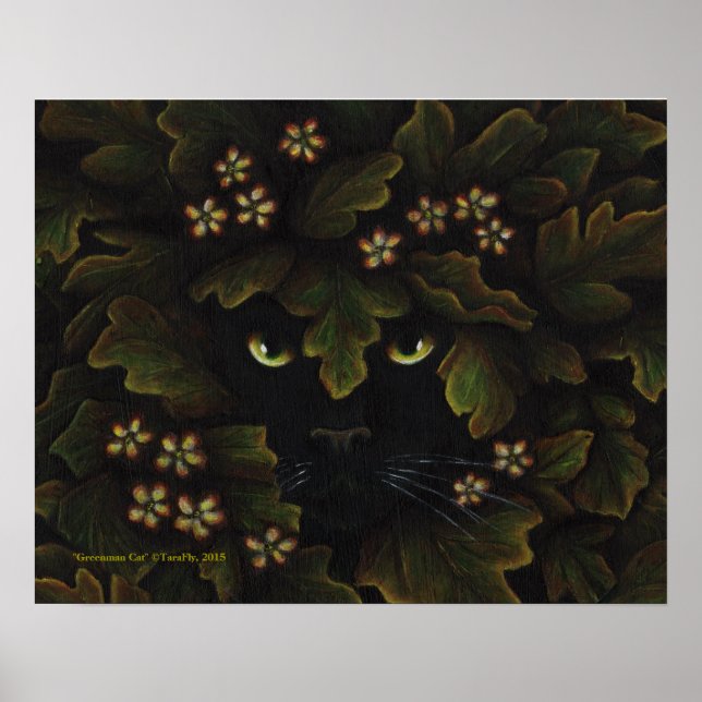 Poster Greenman Black Cat Nature Art (Frente)
