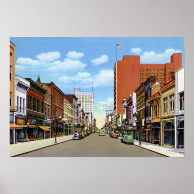 Pôster Greensboro North Carolina Elm Street (Frente)