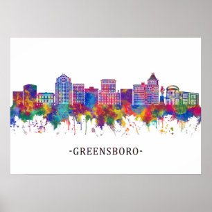 Poster Greensboro North Carolina Skyline