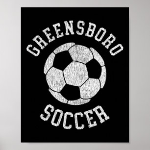 Poster Greensboro Soccer Retro Desgastado Anos 90 Vintage