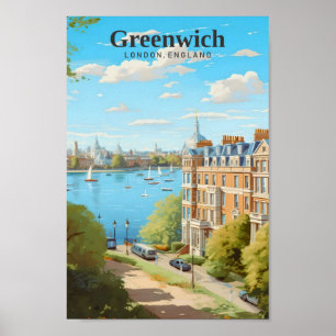 Poster Greenwich London - Viagens vintage de Arte na Ingl