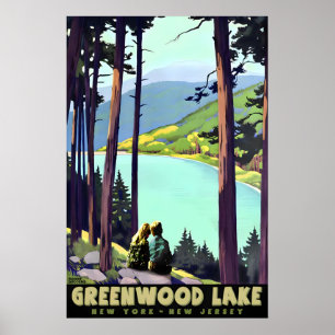 Poster Greenwood Lake Nova York Garota e Menino de Jersey