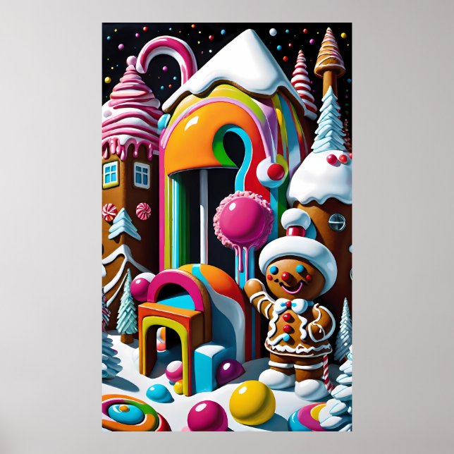 Poster Greeter de Natal Revestido com Doces - Ken Gage Ar (Frente)