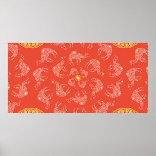 Poster Greeting Beautiful card with camel. Frame of anima