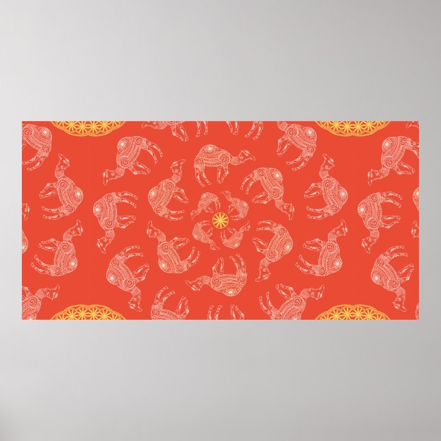 Poster Greeting Beautiful card with camel. Frame of anima (Frente)