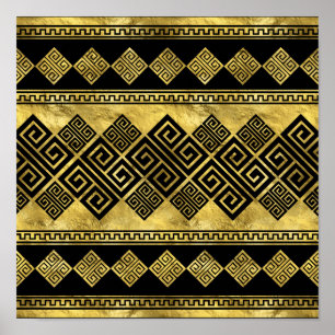 Poster Grego Meander - Chave grega preta e ouro