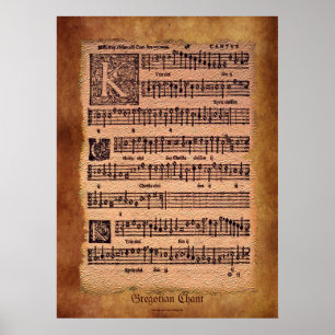 Poster gregoriano antigo da arte da partitura do