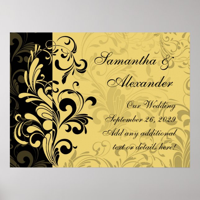 Poster Grelha Contemporânea Amarela e Preta (Frente)