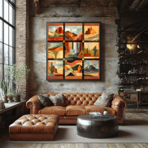 Grelha de Arte do Deserto com Moldura Castanha - P