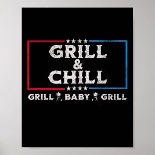 Poster Grelha E Enche O Engraçado Churrasco Sarcástico De