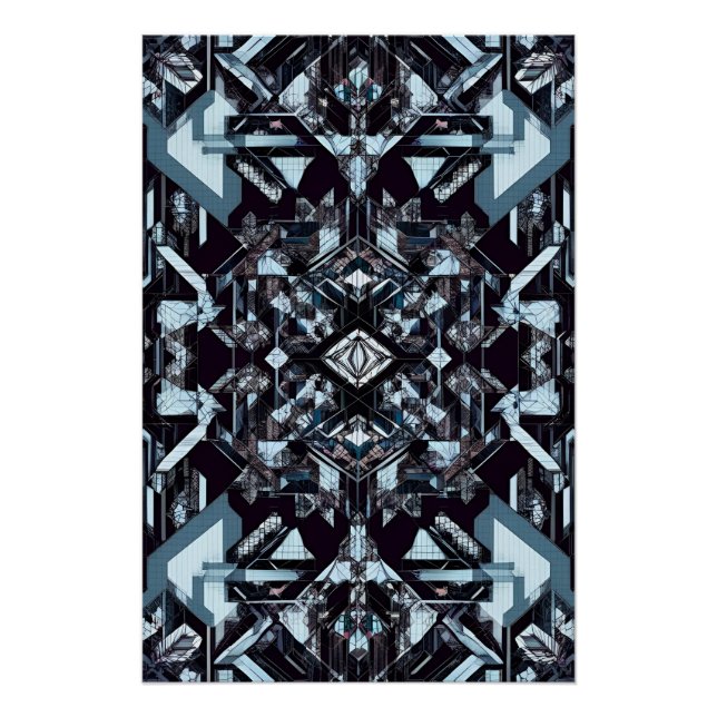 Pôster Grelha Técnica Geométrica: Cybernetic Blueprint MK (Frente)