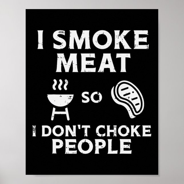 Poster Grelhar Carne Para Não Sufocar Pessoas Diversão Bb (Frente)