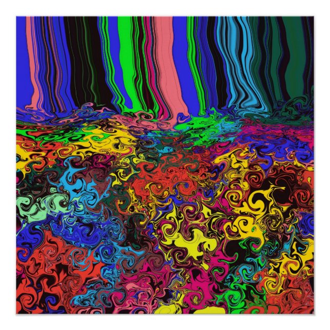 Pôster Grelhas coloridas abstrato / Empurradas / (Frente)