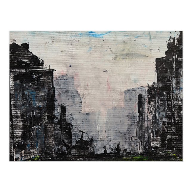 Pôster Grey City Abstract Print, Value Poster Paper  (Frente)