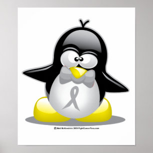 Poster Grey/Silver Ribbon Penguin