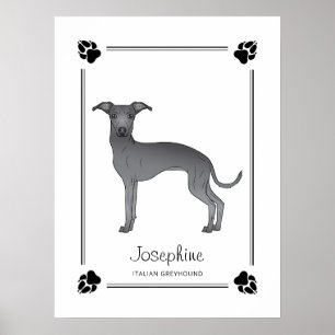 Poster Greyhound Italiano Azul Com Peças E Texto Personal