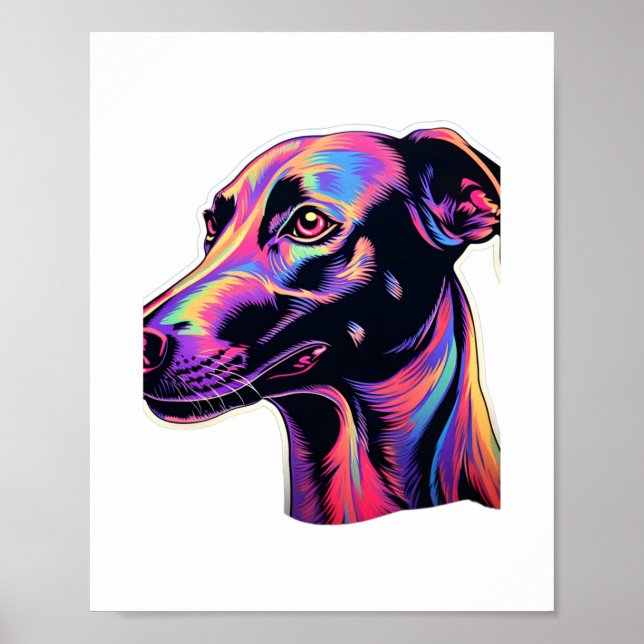 Poster Greyhound Neon Design (Frente)