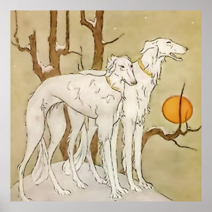 Poster “Greyhounds in Winter” de Marjorie Miller