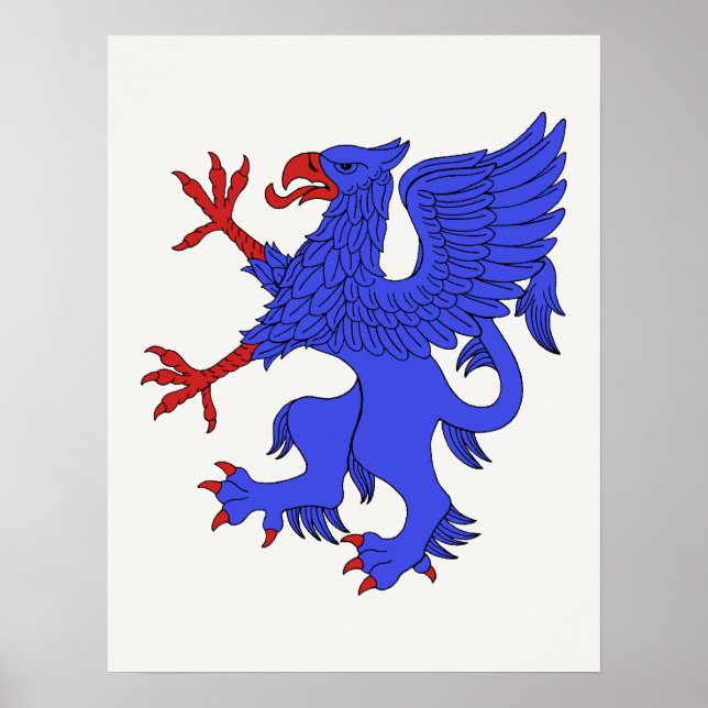Pôster Griffin Rampant Azure (Frente)