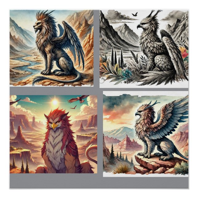 Pôster Griffins, Dragons, & Desolate landscapes (Frente)