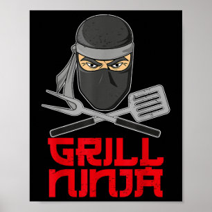 Poster Grill Ninja - Engraçado Barbeque Hibachi Grill For