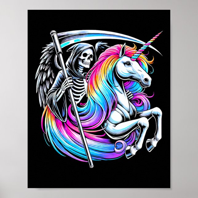 Poster Grim Reaper Dirigindo Pastel Gótico Engraçado do U (Frente)