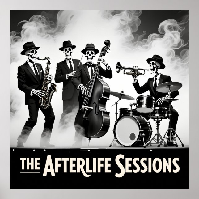 Poster Grim Reaper Jazz Band Skeleton Musician Graphic (Frente)