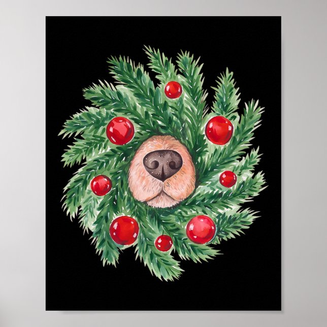 Poster Grinalda De Natal Com Nariz De Cachorro Fofo Mãe D (Frente)