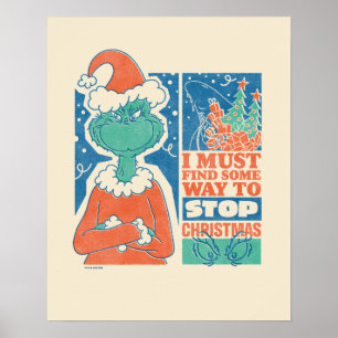 Poster Grinch Pare o Natal Gráfico Antigo