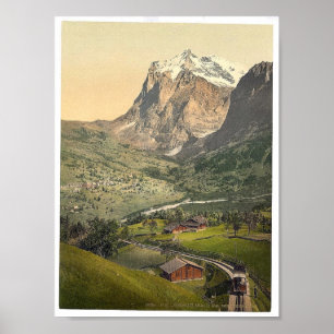 Poster Grindelwald e montagem Wetterhorn, Bernese