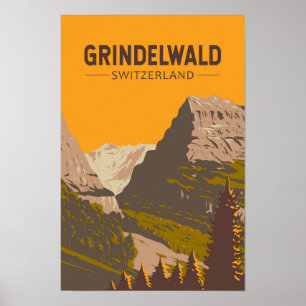 Poster Grindelwald Suiça Art Vintage