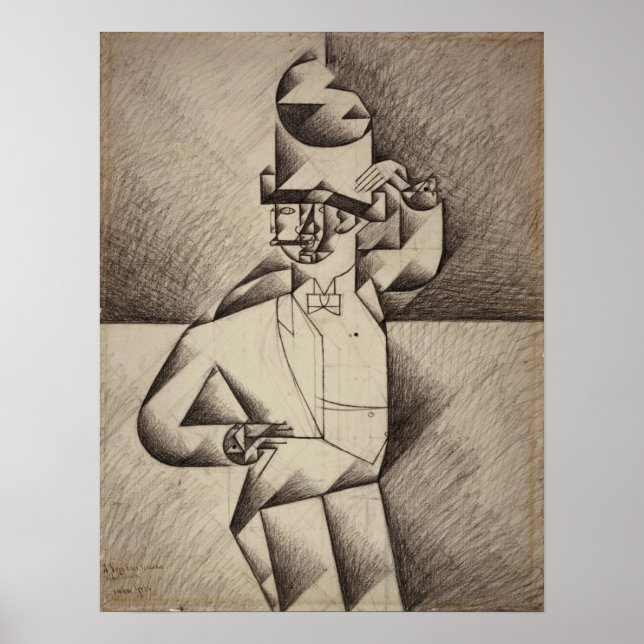 Poster Gris - Estudo Para Homem Em Um Café (Frente)