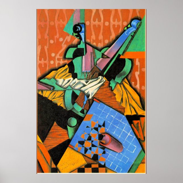 Poster Gris - Foto de Violino e Quadro de Controle (Frente)