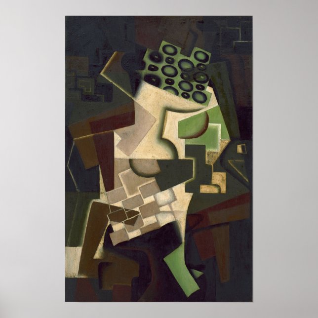 Poster Gris - Fruteira Em Toalha de Mesa Xadrez (Frente)