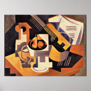 Poster Gris - Tiro de guitarra e Fruta numa Mesa