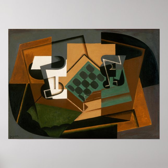 Poster Gris - Vidro E Prato De Chessboard (Frente)