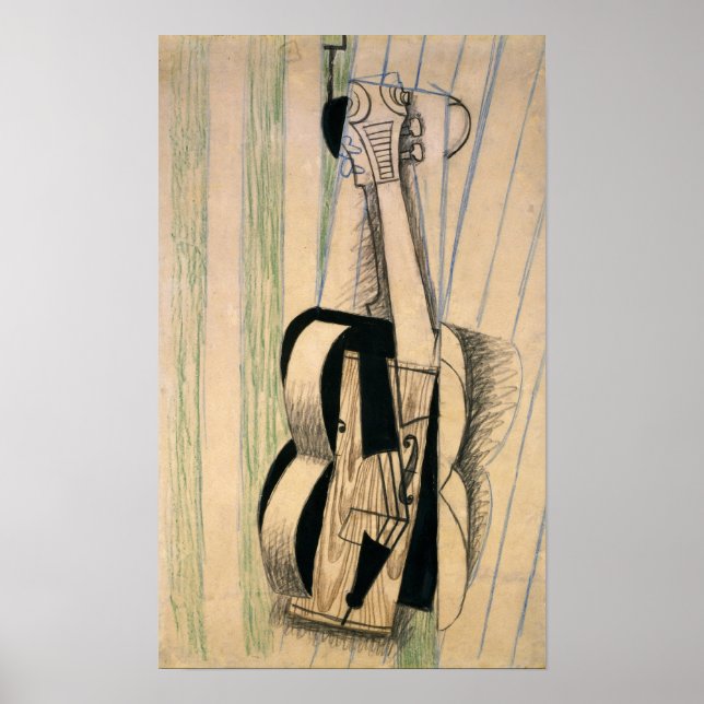 Poster Gris - Violino Pendurado Numa Parede (Frente)