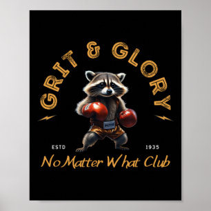 Poster Grit Glory Boxing Raccoon - No What Club Sticker