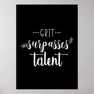 Poster Grit vs Talent - Motivação do Gym para o sucesso d