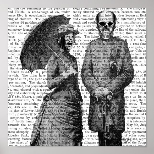 Pôster Gritando Mulher e Caveira (Frente)