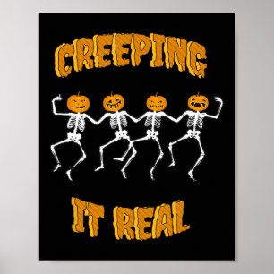 Poster Gritando o esqueleto real Halloween Jack'o Lantern