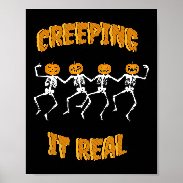 Poster Gritando o esqueleto real Halloween Jack'o Lantern (Frente)