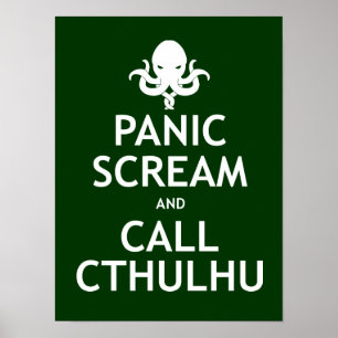 Poster Gritar do pânico e chamada Cthulhu