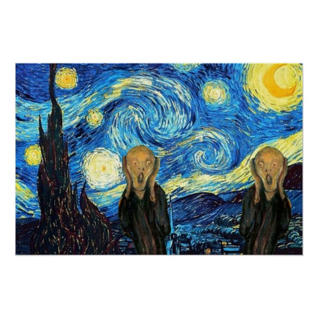 Pôster Gritar Starry Night.Glossy Poster (Frente)