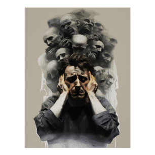 Pôster Grito Surreal – Pintura Abstrata Emocional Escura