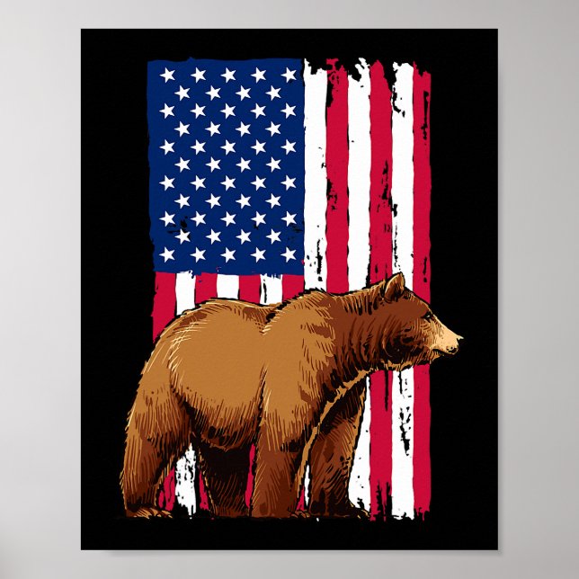 Poster Grizzly Bear Amadurece bandeira americana (Frente)